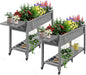 YEFU Raised Garden Bed with Legs: 57x18x30in Elevated Poly Planter with Wheels,Waterproof Mobile Raised Bed Garden, Elevated Planter Box Stand with Storage Shelf,for Deck,Patio,Porch,Yard (Grey,2pcs)