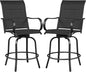 Yaheetech 2 Piece Patio Swivel Bar Stools Texteline Bistro Chairs with High Back/Armrest/Footrest, All Weather Padded Seating Outdoor Furniture Height Outdoor Chairs for Outside, Lawn & Garden