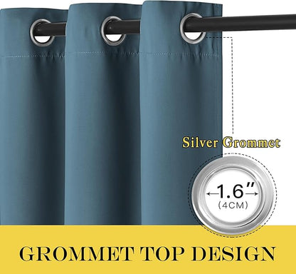 NICETOWN Blackout Patio Curtains 100 x 95 Inches Long for Sliding Door Extral Wide Blackout Curtain Panels Thermal Insulated Room Divider - Grommet Top, 100" W x 95" L, 1 Panel, Smoky Blue