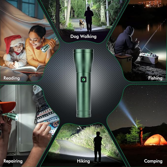 Rechargeable Flashlights High Lumens 990,000L, 3 Modes Super Bright 140° Wider Beam LED Tactical Handheld Flash Light with USB C, Zoomable Beam, IP76 Waterproof