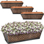 Halatool 24 Inch Window Box with Coco Liner, 4 Pack Sturdy Metal Flower Railing Planter with Coco Coir Basket Liners for Window Deck Fence Porch Balcony and Patio Outdoor Indoor Lawn
