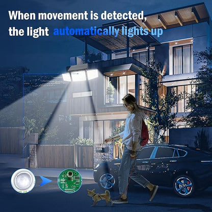 2500LM Solar Lights Outdoor with Motion Sensor,3 Head 270° Wide Angle Street Area Lights,IP65 Waterproof Security Lighting with 3 Modes(Remote,3 Pcs)