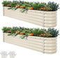 YITAHOME 17" Tall 9 in 1 Large Raised Garden Bed Kit, 8x2x1.4ft Galvanized Metal Planter Box with Gloves & Safety Rubber, Outdoor Above Ground Planters for Plants Vegetables Flowers, Cream Yellow
