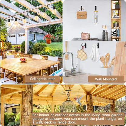 Ceiling Hooks for Hanging Plant, Hanger for Indoor and Outdoor Plant Pots Holder, Wall Hook for Planters, Flower Basket, Wind Chimes, Lanterns, Lights, Bird Feeders, Home Decor-2.5Inch 2Pack