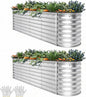 YITAHOME 24" Tall 9 in 1 Large Raised Garden Bed Kit, 8x2x2ft Galvanized Metal Planter Box with Gloves and Safety Rubber, Outdoor Above Ground Planters for Plants Vegetables Flowers, Silver