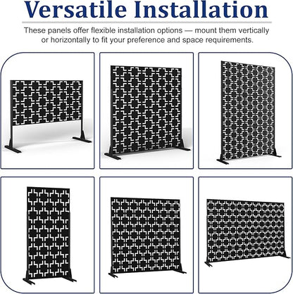 Outdoor Privacy Screen,72" H×47" W Metal Privacy Screen, Freestanding Privacy Fence Panels for Patio