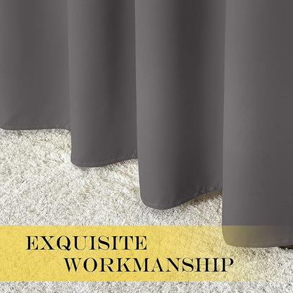 NICETOWN Blackout 102 inch Curtains for Sliding Glass Door, Grommet Thermal Insulated Room Darkening Window Treatment Sound Reducing Drapes for Room Divider, Gray, 1 Panel, W100 x L102