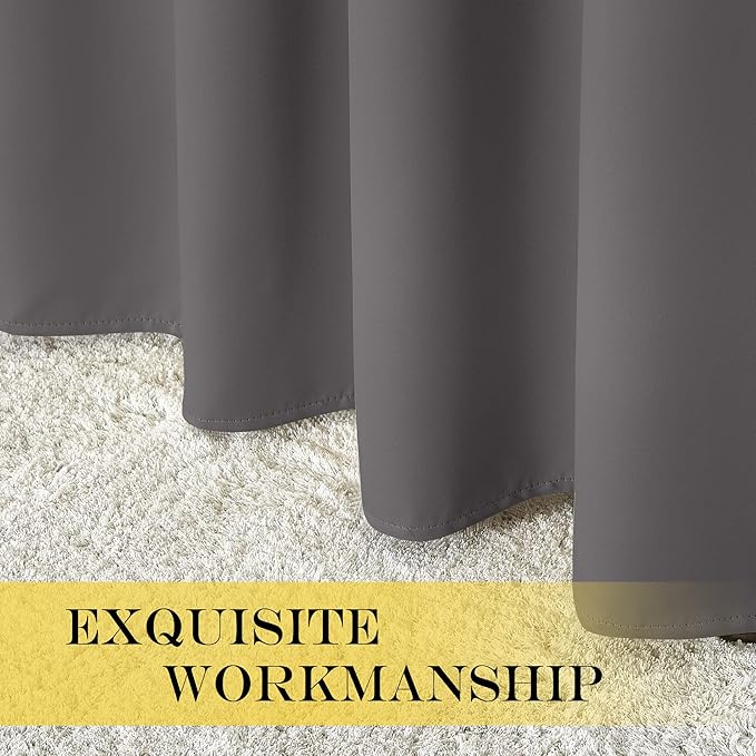 NICETOWN Grey Blackout Curtain Extra Wide 72 inches Long, Grommet Room Darkening Thermal Insulated Soundproof Window Treatment for Bedroom/Living Room, 1 Panel, W100 x L72