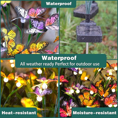 TONULAX Solar Garden Lights - Swaying Butterfly Light, Swaying in The Wind, Solar Outdoor Lights, Yard Patio Pathway Decoration, High Flexibility Iron Wire & Realistic Butterflies (6 Pack)
