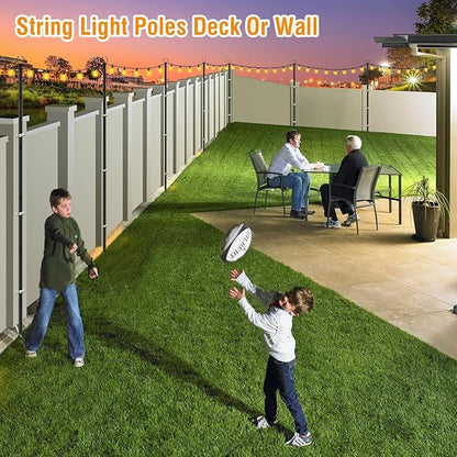 AILBTON 4 Pack 2.8Ft String Light Poles,Light Poles for Outside String Lights,Outdoor Light Poles with Fence Bracket,Metal Pole Stand for Patio,Backyard,Deck
