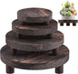 Wood Plant Stand Indoor Outdoor, 12/10/8/6" Round Wood Riser for Decor, Wooden Stool Display Stand Flower Pot Holder Small Planter Tray Modern Potter Decorative for Desktop Counter Room