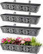 4 Pack 30 Inch Window Boxes Planter for Outdoor Plants Deck Railing Planters Box with Adjustable Brackets for Porch Fence Balcony Hanging Flower Baskets with Non-Woven Fabric Liner for Garden Décor
