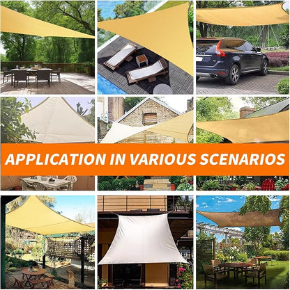 Upgraded with High-Strength Steel Cable Edges 8' x 12' Sun Shade Sail Sand Rectangle, Heavy Duty UV Blockage Outdoor Cover with Steel Wire Edges for Patio Garden