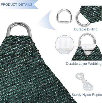 E&K Sunrise 19' x 19' x 19' Sun Shade Sail Triangle Canopy Shade Cover UV Block for Patio Backyard Garden Outdoor (Green)