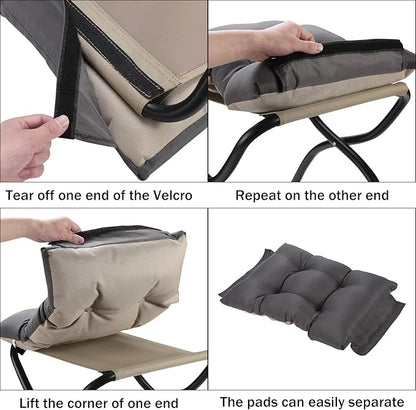 15" Foldable Foot Stool Ottoman with Metal Frame - Washable Dark Grey Upholstered Indoor/Outdoor Footrest for Living Room, Bedroom, Patio - Space-Saving Compact Design