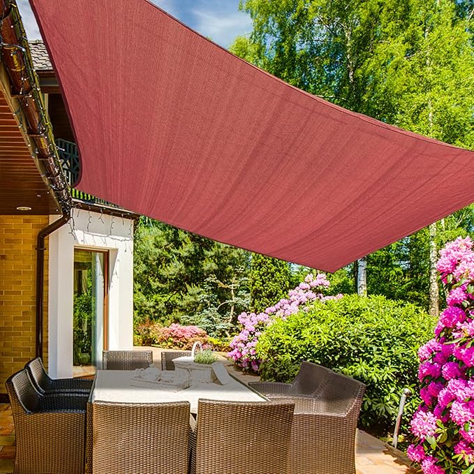 KANAGAWA 7'X7' Rust Red Custom Size Sun Shade Sail Square UV Block Canopy Cover for Patio Backyard Lawn Garden Outdoor (Customized Available)