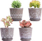 Gepege Succulent Pots, 4 Inch Small Indoor Ceramic Planter Pot with Drainage Holes and Saucers for Plants - Set of 4