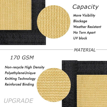 UPGRADE Privacy Fence Screen 5'x49' Sand Outdoor 90% Visibility Blockage 170 GSM Mesh Shade Cover Panels for Backyard,Balcony,Home Decoration with Zip Ties,Customized Avaliable