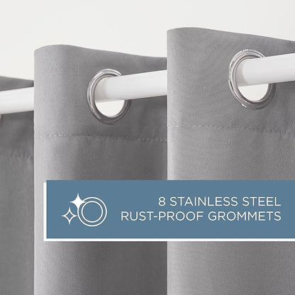 TOWN & COUNTRY BASICS Cabana Solid Heavyweight Indoor Outdoor Curtains, Light Filtering Opacity with Grommet Top, Water Repellent, 2-Pack Set, 54"x120", Medium Grey