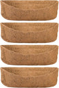 4 Pack Coco Liners for Window Planter Box - 24in 100% Natural Coconut Coir Fiber Liner Replacement for Deck Flower Box, Garden Railing Fence Trough, Wall Planter Basket, Vegetables Pot