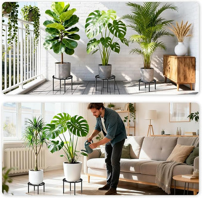TOSKING 3-Pack Plant Stands - Heavy Duty Low Plant Stand, No Assembly Required Risers for Potted Plants Indoor and Outdoor, Ready to Use(10.24" & 10.24" & 8.66" Diameter)