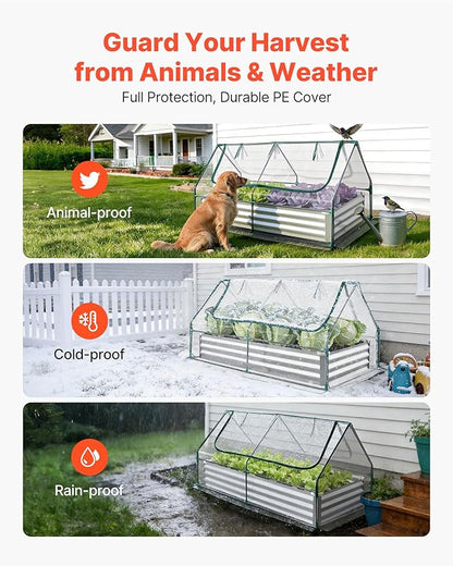 VEVOR 6x3x1FT Metal Raised Garden Bed with Greenhouse Cover, Outdoor Galvanized Planter Raised Beds for Gardening for Vegetables Flowers and Fruit