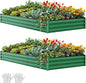YITAHOME 8x4x1ft 2pcs Large Raised Garden Bed Kit, Galvanized Metal Planter Box with Gloves, Ground Nails & Safety Rubber, Outdoor Above Ground Planters for Plants Vegetables Flowers, Green