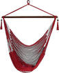 Sunnydaze Outdoor Hammock Chair Swing - Hanging Hammock Swing - Hanging Reading Chair - Soft-Spun Polyester Rope - Caribbean XL - Red