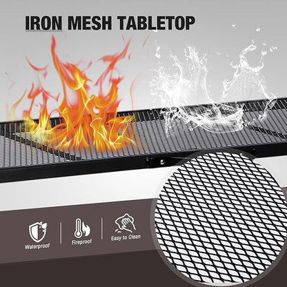 REDCAMP 55 Inch Outdoor Bar Table, 2 Pack Folding Paito Bar Height Hot Tub Table with Waterproof Mesh Top for Balcony, Garden, Poolside, Indoor, Rectangle Black