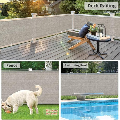 LOVE STORY 3'x16' Gray Balcony Screen Privacy Fence Cover (HDPE) UV Protection Weather-Resistant 3 FT Height Shield for Deck, Patio, Backyard, Outdoor Pool, Porch, Railing