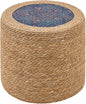 Wimarsbon Round Pouf Ottomans, Handwoven Natural Water Hyacinth Seagrass Pouffe,Outdoor Rattan Stool Accent Seat, Bohemian Coastal Home Decor (18inch Natural Cattail-Boho 3)