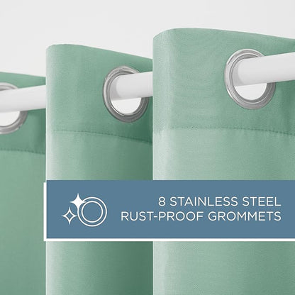 TOWN & COUNTRY BASICS Cabana Solid Heavyweight Indoor Outdoor Curtains, Light Filtering Opacity with Grommet Top, Water Repellent, 2-Pack Set, 54"x84", Seafoam
