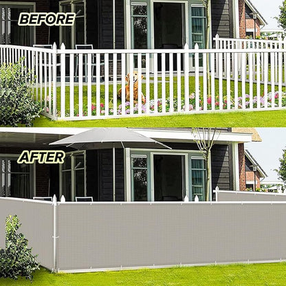 LOVE STORY Balcony Privacy Screen, 3.3'x19.7' Deck Shield Screen Fence Cover,UV Protection and Weather-Resistant,3FT Height for Deck, Patio, Backyard, Outdoor Pool, Porch, Railing, Beige-Grey