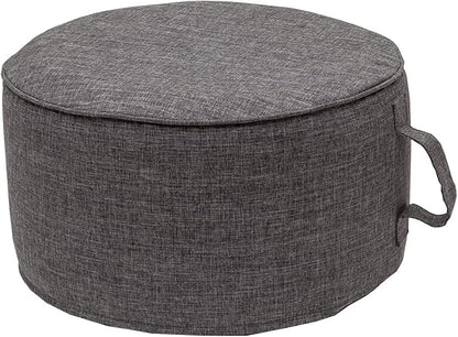 QILLOWAY Indoor/Outdoor Inflatable Stool,Round Ottoman,All Weather Foot Rest for Camping or Home,Charcoal Grey/Black