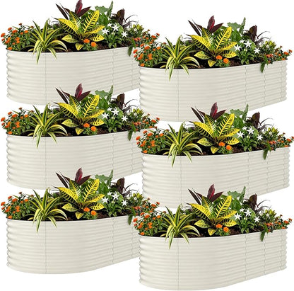 Garvee 6 Pack Galvanized Raised Garden Bed, 8x4x2 ft Metal Planter Box for Flowers Herbs Vegetables, Rust-Resistant Raised Garden Beds for Gardening, Easy Assembly Outdoor Garden Box & Planters,Beige