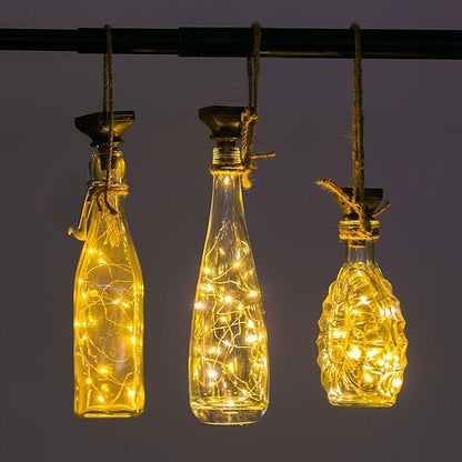 Solar Wine Bottle String Lights, 12 Pack, Warm White, IP65 Waterproof