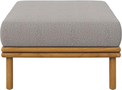 Modway Wren Teak Wood Outdoor Ottoman in Natural Driftwood