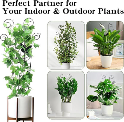 ZOUTOG Trellis for Climbing Plants Indoor 4 Pack 30 Inch,Rustproof Metal Garden Trellis for Potted Plants,Houseplant Support Indoor Outdoor for Ivy Pothos Monstera Hoya Flower Vines(Butterfly Shape)