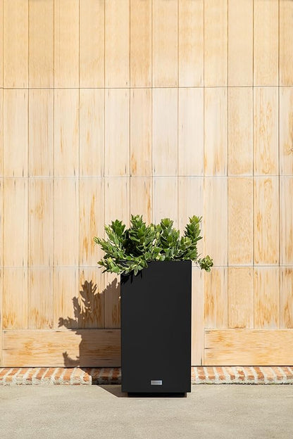 Veradek Block Series Pedestal Planter - Tall Planter for Indoor or Outdoor Front Porch | All-Weather Use with Removable Insert Bucket | Modern Décor for Flowers, Tall Trees, Faux Plants