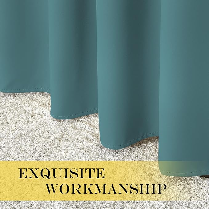 NICETOWN Blackout Window Curtain 90 inch Length - Room Darkening Thermal Insulated Grommet Large Window Treatment Light Blocking for Bedroom/Doorway (Sea Teal, 1 Panel, W52 x L90)