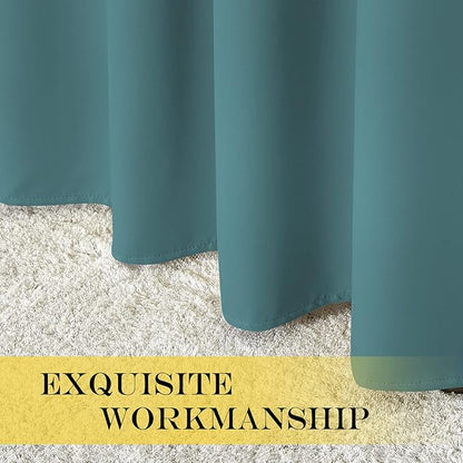 NICETOWN Sea Teal Blackout Curtains 84 inch Length, Grommet Top Room Darkening Drapes for Bedroom Living Room, Light Blocking Window Covering for Privacy (W66 x L84 Inch, 1 Panel)