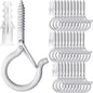 PlusRoc 30 Pack Ceiling Hooks for Hanging Plants Outdoor String Lights Heavy Duty, 2.2 Inch Eye Hook Screw in Cup Hooks Q-Hanger for Patio Lights, Wall Wood Fence Deck Mount(White)