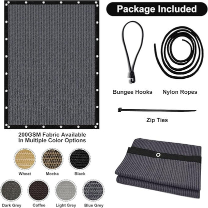 Artpuch 90% Sun Shade Cloth, 8 x 10 FT Pergola Shade Cover Canopy with Grommets, Sun Screen Fabric Tarp for Patio, Outdoor, Garden, Backyard, Dark Grey