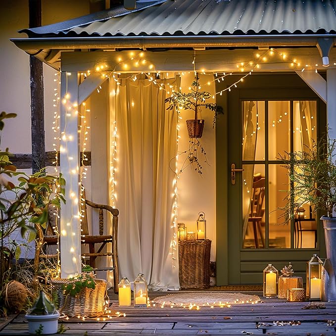 String Lights, 500 LED Warm White Outdoor Christmas Lights, 163 ft
