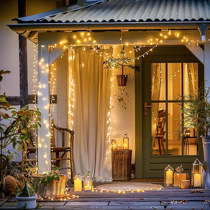 String Lights, 500 LED Warm White Outdoor Christmas Lights, 163 ft