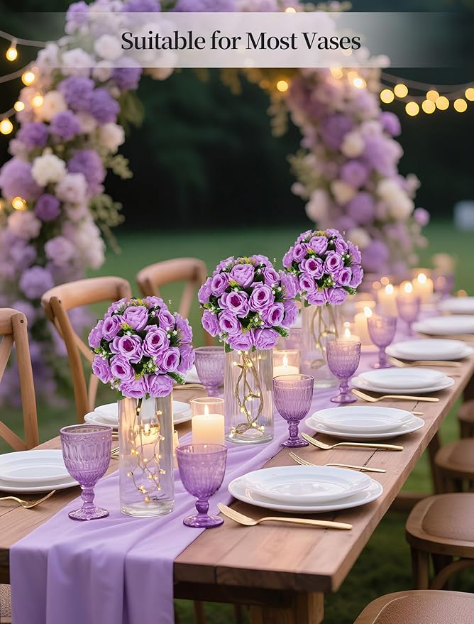 Artificial Flower Ball Centerpieces, Lilac Silk Roses