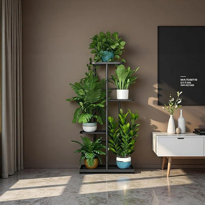 LINZINAR Plant Stand Indoor Outdoor Corner 4 Tier Metal Plant Shelf Patio Plant Rack for Garden Corner Balcony Living Room