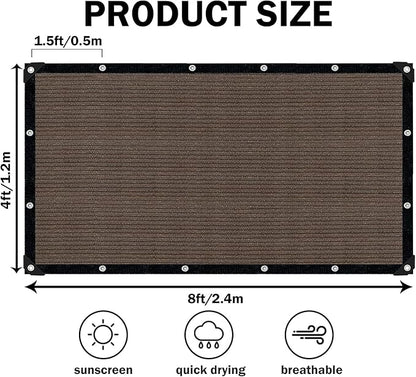 Mocha Sun Shade Cloth,Pergola Shade Cover with Reinforced Grommets,90% Shade Fabric Fence Privacy Screen Balcony,Pergola Shade Cover Canopy Garden Carport Porch Deck Patio Shade Cover,4x8FT