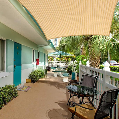 Eden's Decor Straight Flat-Edged Sun Shade Sail Rectangular 7' x 13' Beige UV-Blocking Outdoor Canopy Fabric Cloth Awning for Pergola Patio Garden Backyard Custom Size