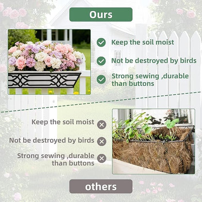 4 Pack 24 Inch Railing Boxes Planter for Outdoor Plants Adjustable Brackets for Porch Fence and Balcony Window Planter Box with Non-Woven Fabric Liner for Hanging Flower Baskets